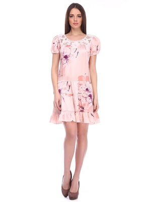 Платье розовое с принтом | 6542068