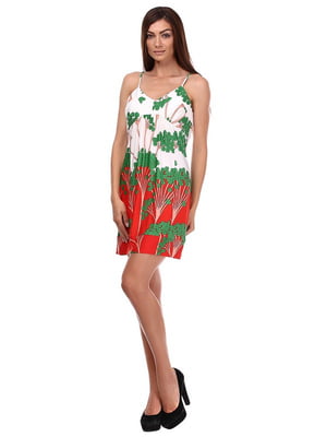Сукня червоно-зеленого кольору в квітковий принт | 6542114