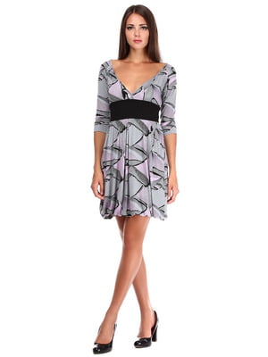 Сукня сіро-фіолетового кольору в абстрактний принт | 6542118