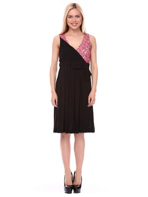 Сукня чорно-рожевого кольору в квітковий принт | 6542121