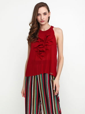 Блуза червона з рюшами | 6542345