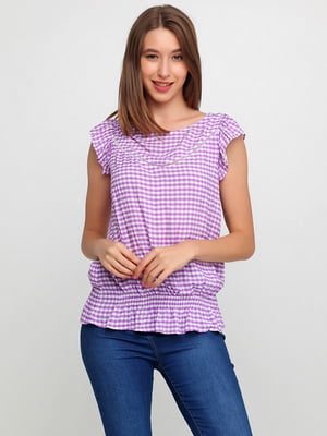 Блуза фиолетовая в клетку | 6542486