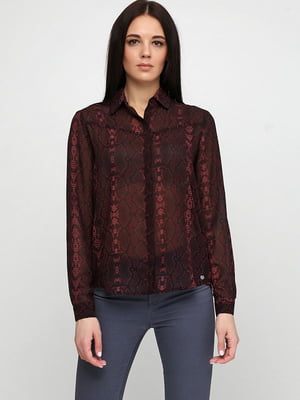 Блуза чорно-бордова | 6542488