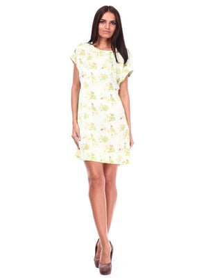 Сукня-міні світло-зеленого кольору в квітковий принт | 6543006
