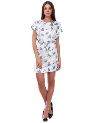 Сукня-міні блакитного кольору в квітковий принт | 6543007