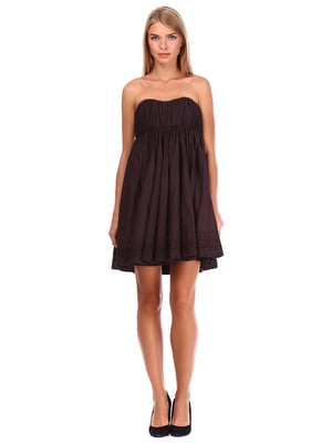 Сукня темно-коричневого кольору з драпірованим ліфом | 6543421