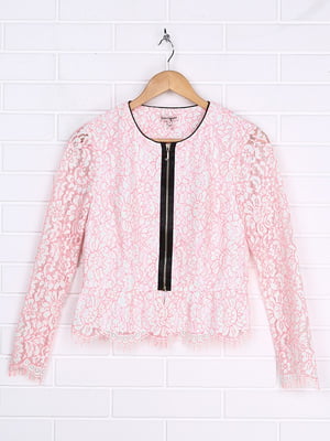 Блуза бело-розовая с принтом | 6543593