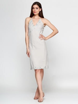 Сукня сірого кольору з вишивкою | 6543629