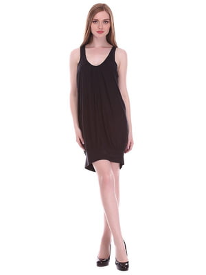Сукня чорного кольору з манжетом на поділі | 6543677