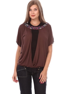 Блуза коричнева з візерунком | 6544496