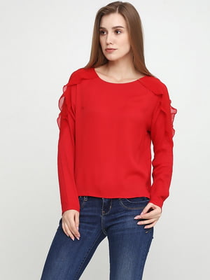Блуза червона з рюшами | 6544614