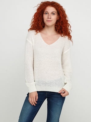 Пуловер молочного кольору з візерунком | 6544862