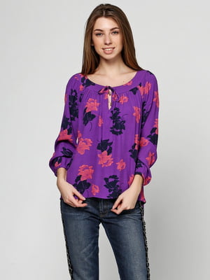 Блуза фиолетовая в цветочный принт | 6544865