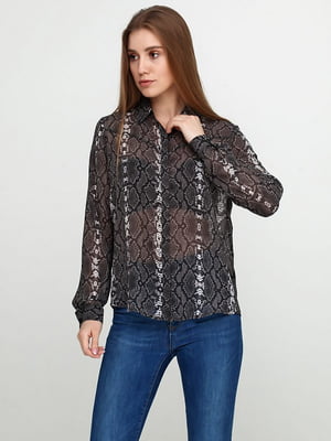 Блуза темно-серая со змеиным принтом | 6545180