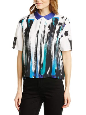 Блуза черно-белая с абстрактным принтом | 6545322