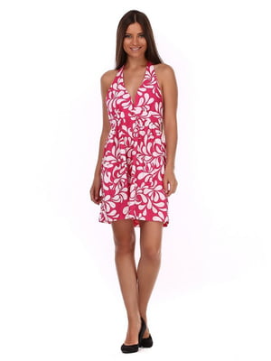 Сукня біло-рожевого кольору в принт | 6545356