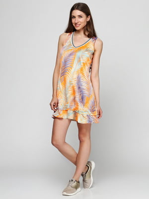 Платье оранжевое с принтом | 6545364