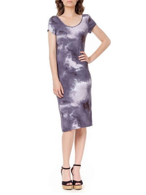Сукня-міді фіолетового кольору в абстрактний притн | 6545366