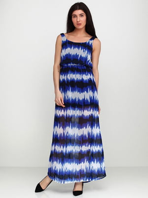 Сукня-максі синьо-сірого кольору в смужку | 6545598