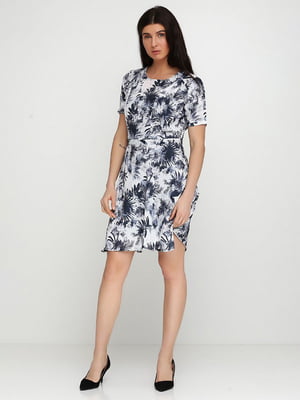 Сукня чорно-білого кольору в рослинний принт | 6545730
