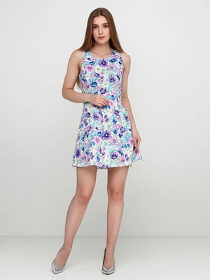 Сукня-міні фіолетово-синього кольору в квітковий принт | 6546199