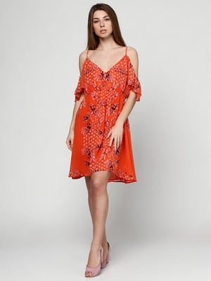 Сукня помаранчева з принтом | 6546476