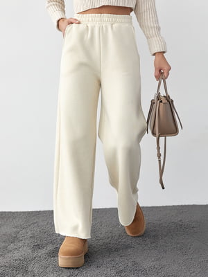 Теплые трикотажные штаны кремового цвета | 6547785