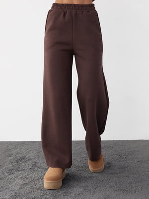Теплые трикотажные темно-коричневые штаны | 6547786