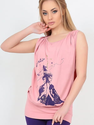 Блуза розовая с принтом | 6383852