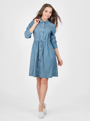 Сукня-сорочка блакитна в горох | 6383853
