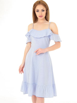 Сукня А-силуету блакитна в смужку | 6384263