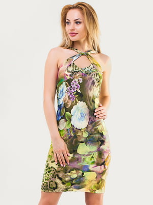 Платье зеленое с цветочным принтом | 6384285