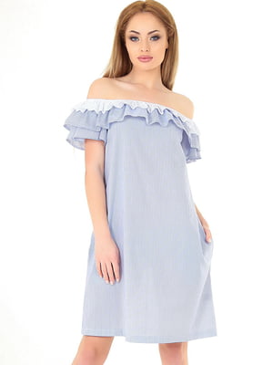 Сукня А-силуету блакитна в смужку | 6384322