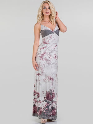 Сукня сіро-рожева з квітковим принтом | 6384542
