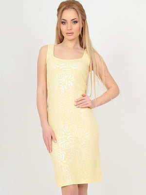 Платье-футляр желтое с цветочным принтом | 6384737