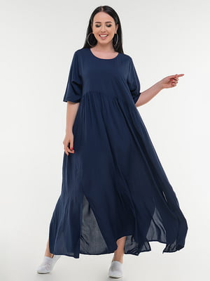 Сукня А-силуету темно-синя | 6384747