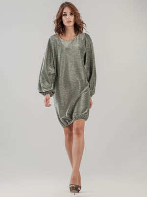 Сукня сріблясто-зелена стягується подол тонкою резинкою | 6547918