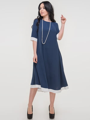 Платье А-силуэта синее с закругленым подолом | 6547947