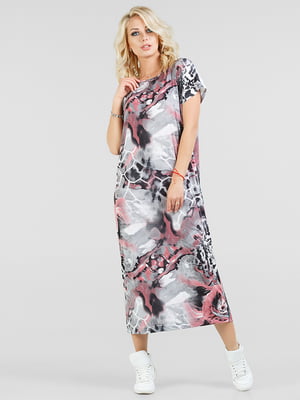 Платье из эластичной полиамидной ткани в серо-розовых тонах | 6547955