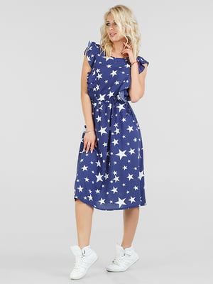 Сукня синя з білими зірками з віскозного штапелю | 6547974
