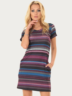 Платье-футболка разноцветное в полоску | 6548069