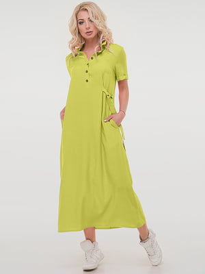 Салатова сукня-сорочка з тонкого штапелю | 6548082
