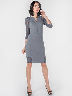 Сукня-футляр сіра з італійського трикотажу | 6548093