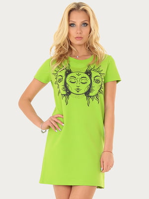 Сукня-футболка салатового кольору з малюнком | 6548100