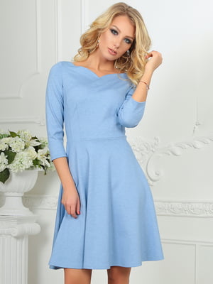 Платье серо-голубое из итальянского трикотажа с юбкой полу солнце | 6548102