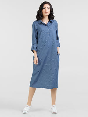 Платье-рубашка голубое с легкого денима | 6548185