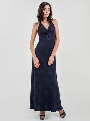 Платье темно-синее с мерцающими блестками с открытой спиной | 6548235