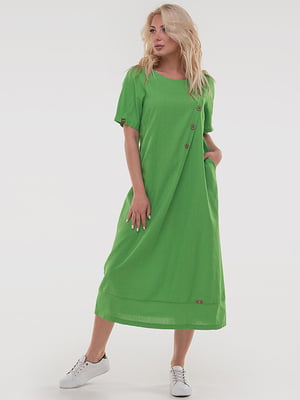 Льняное платье зеленого цвета | 6548251