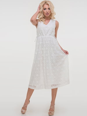 Сукня А-силуету біла з V-подібним вирізом | 6548433