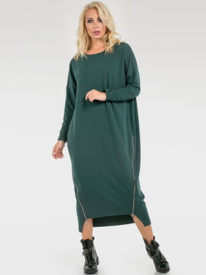Платье зеленое с ассиметричным низом | 6548536
